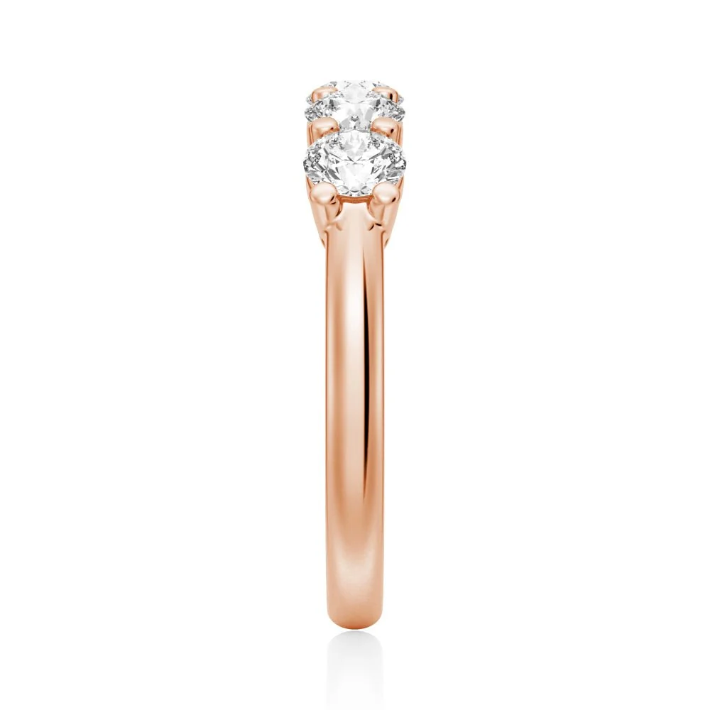 5-Stone Round Moissanite Prong-Set Wedding Band
