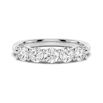 5-Stone Round Moissanite Prong-Set Wedding Band