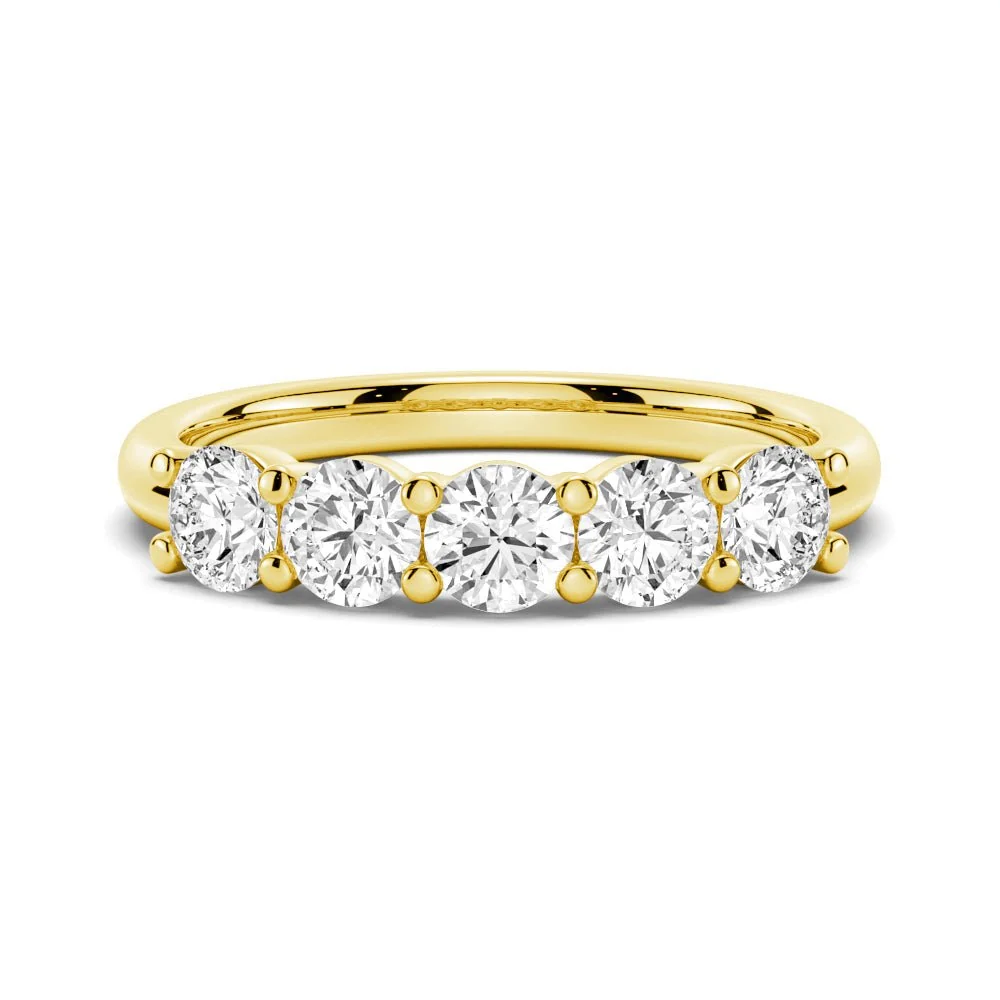 5-Stone Round Moissanite Prong-Set Wedding Band