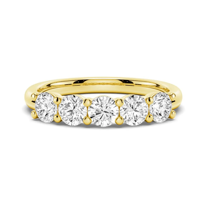 5-Stone Round Moissanite Prong-Set Wedding Band