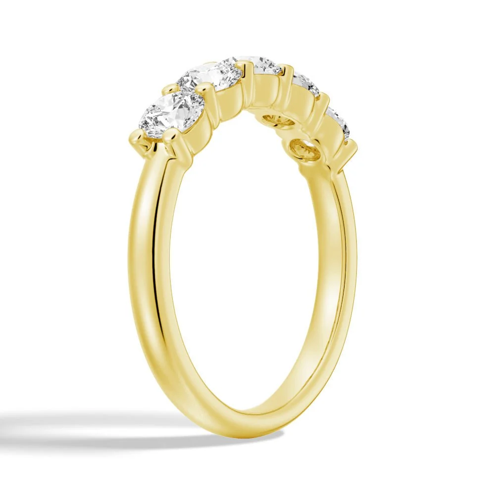 5-Stone Round Moissanite Prong-Set Wedding Band