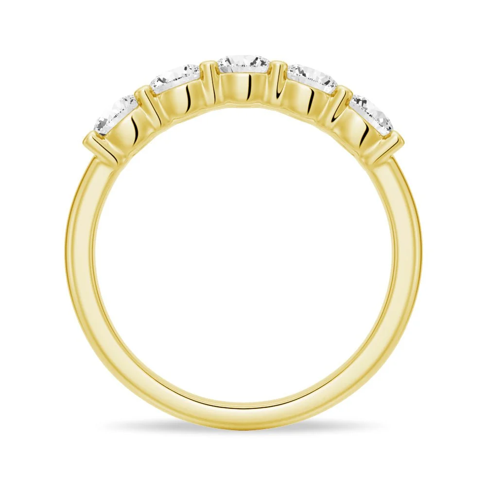 5-Stone Round Moissanite Prong-Set Wedding Band