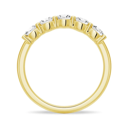 5-Stone Round Moissanite Prong-Set Wedding Band